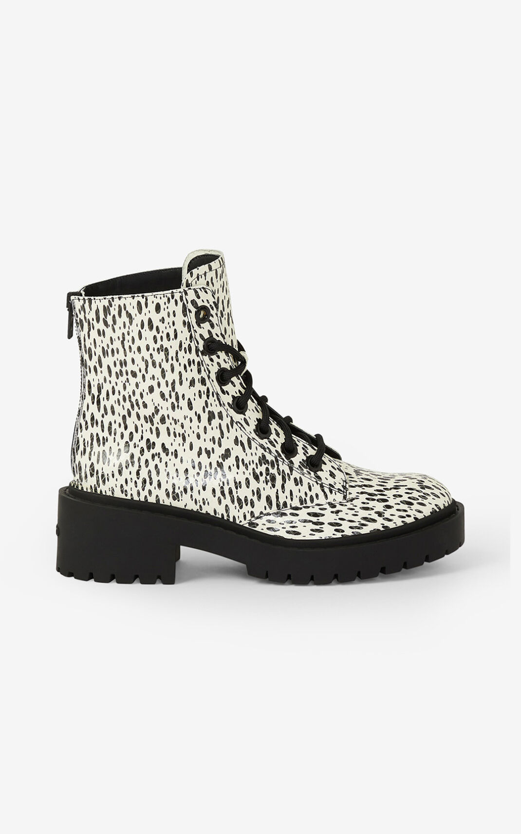 Botas Kenzo Lace up Pike Leopard Cuero ankle Mujer Blancas - SKU.3530061